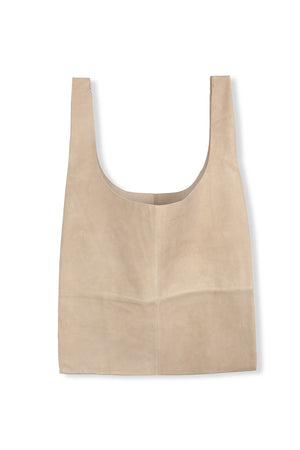 U XL, beige suede bag