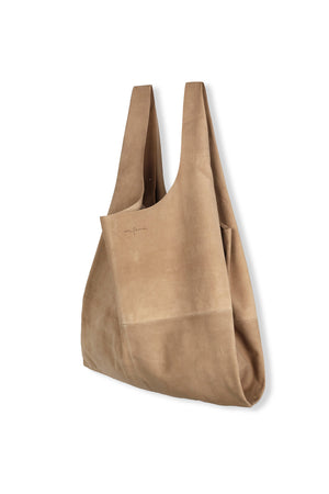 U XL, camel suede bag