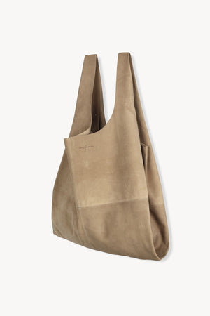 U XL, camel suede bag
