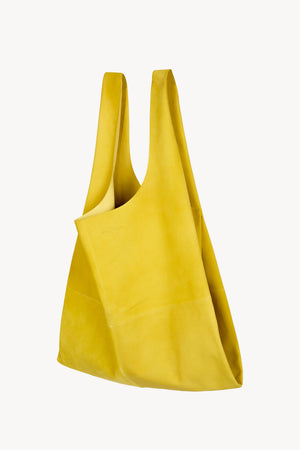 U XL, yellow suede bag