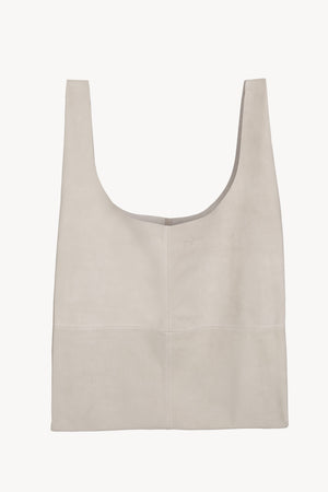 U XL, stone suede bag