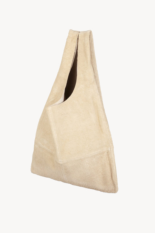 U L, bag in ecru brushed suede