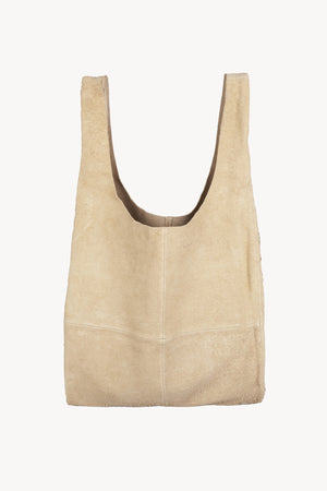 U L, bag in ecru brushed suede