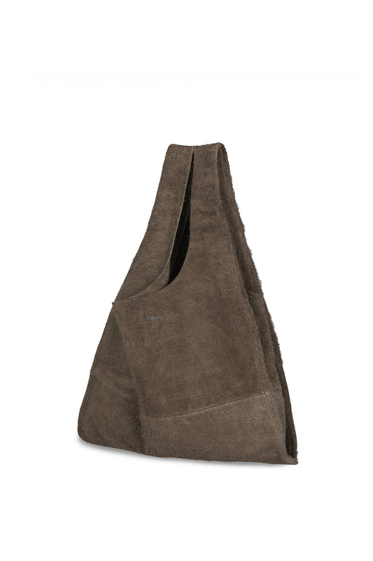 U L, graphite brushed suede bag