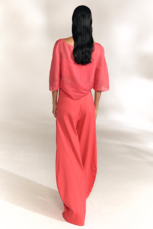 Ufo, top de ramio rojo coral