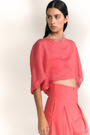 Ufo, top de ramio rojo coral