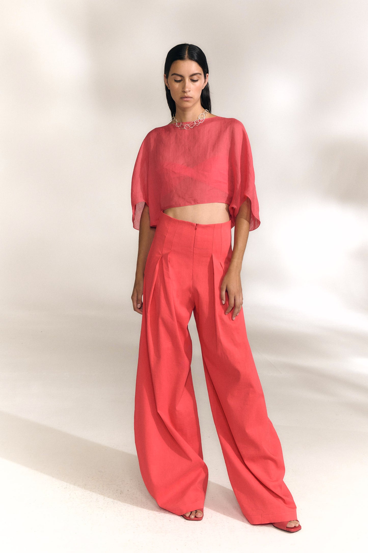 Ufo, top de ramio rojo coral