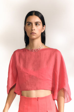 Ufo, top de ramio rojo coral