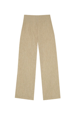 Una, beige melange linen and wool pants