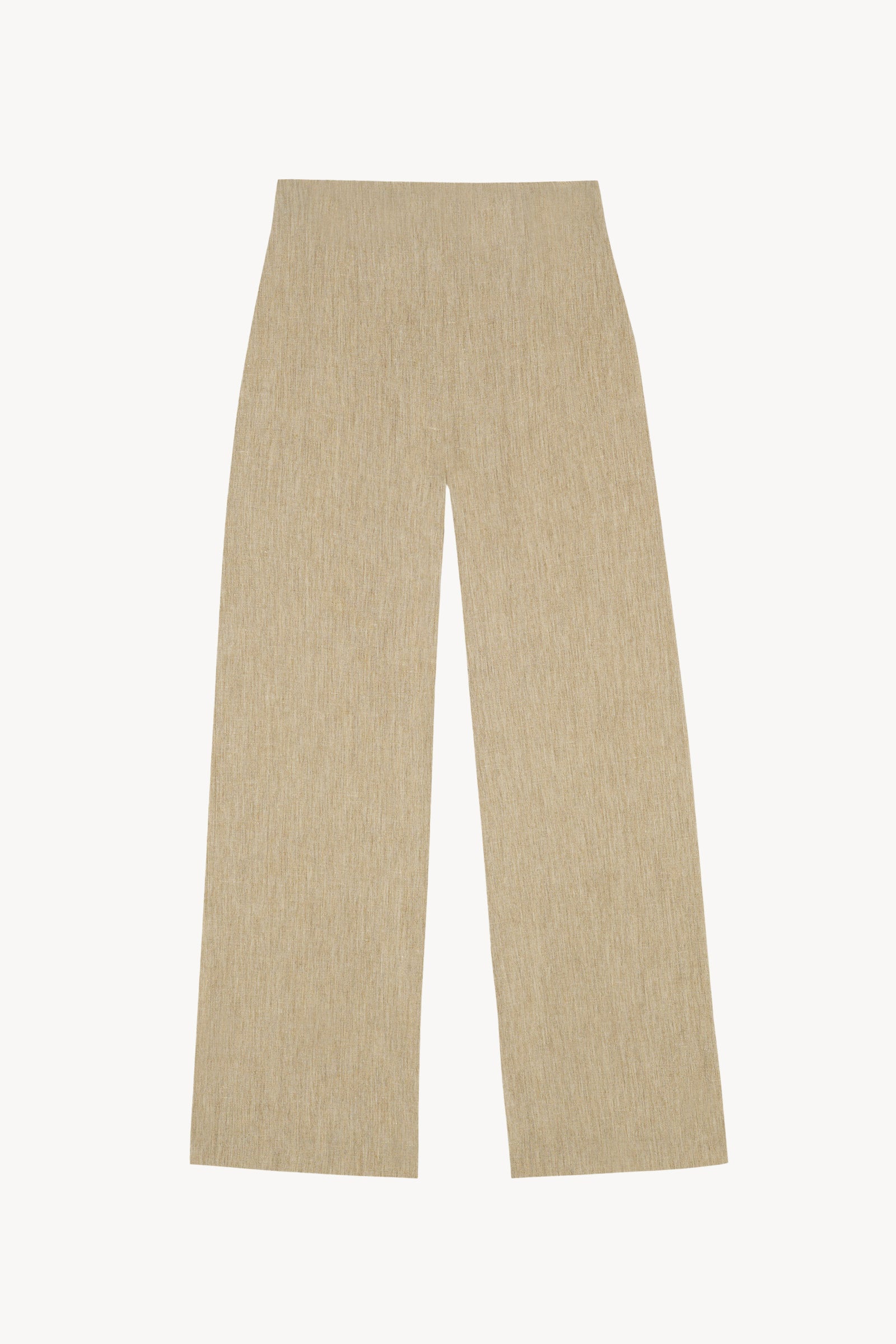 Una, pantalon en lana y lino beige melange