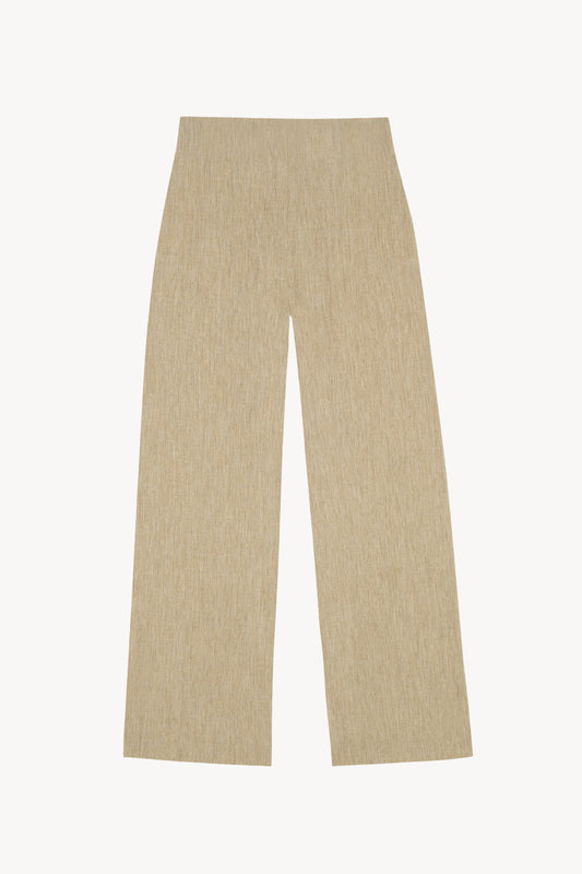 Una, pantalon en lana y lino beige melange