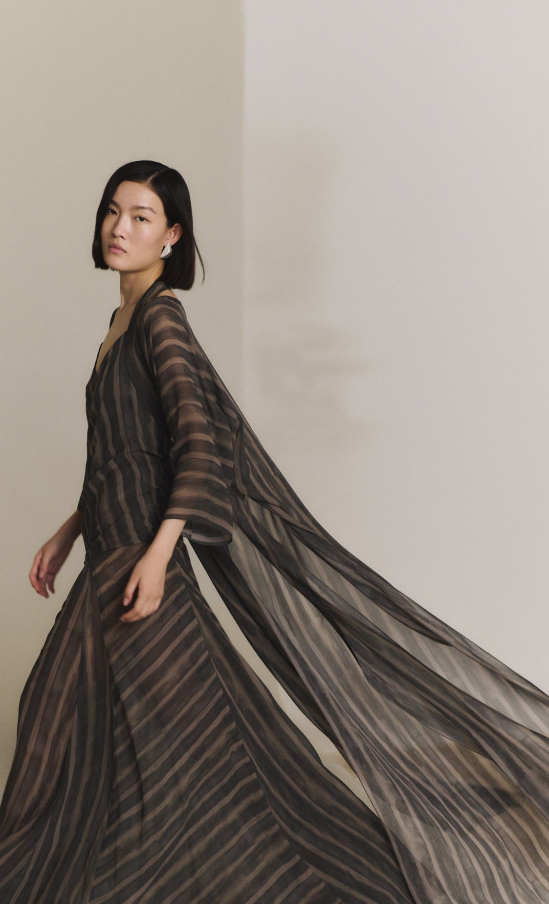 Ursula, orea print silk flowing long jacket