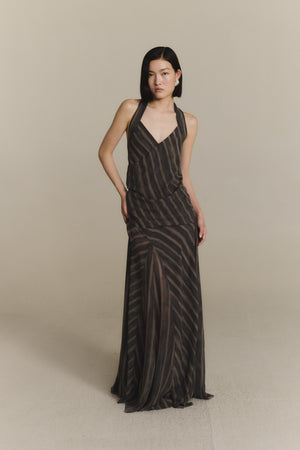 Ursula, vestido largo de seda orea print