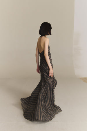 Ursula, vestido largo de seda orea print