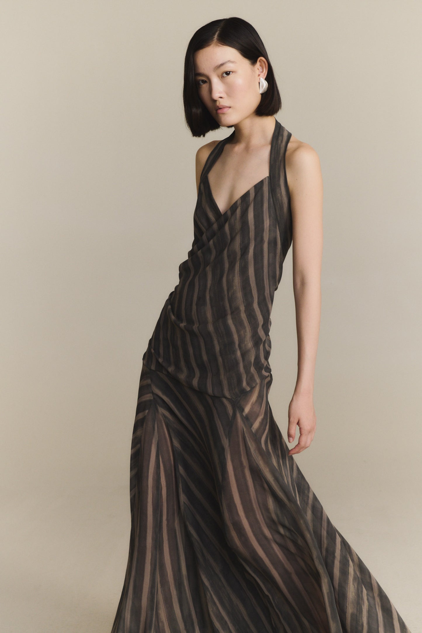 Ursula, vestido largo de seda orea print