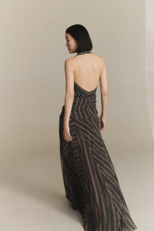 Ursula, vestido largo de seda orea print