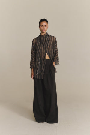 Odel, dark grey linen and cupro pants