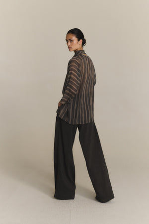 Odel, dark grey linen and cupro pants