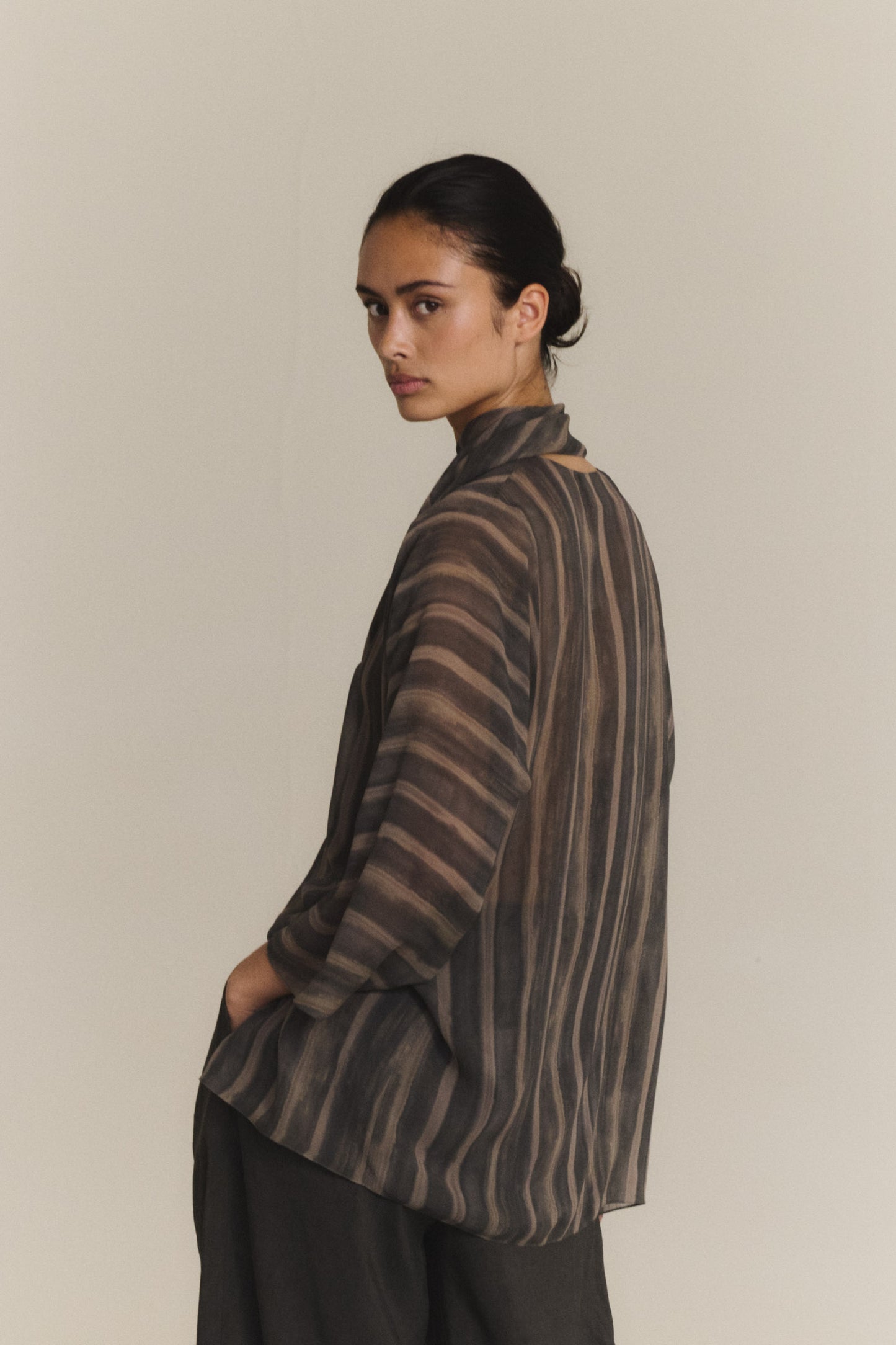 Ursula, orea print silk wrap blouse