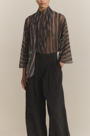 Ursula, orea print silk wrap blouse