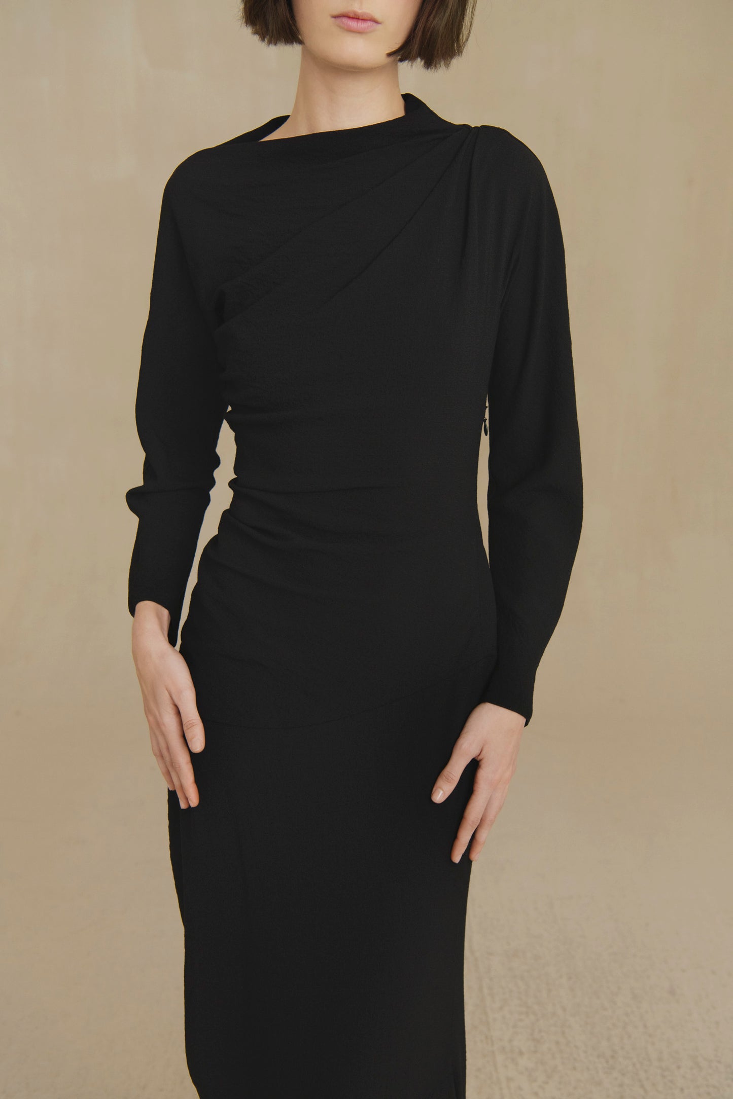 Utopico, black crepe maxi dress