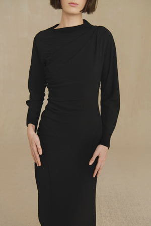 Utopico, black crepe maxi dress