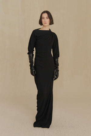 Utopico, black crepe maxi dress