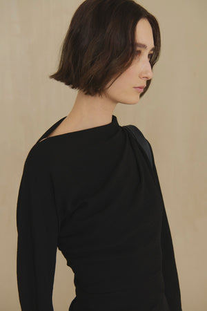 Utopico, black crepe maxi dress