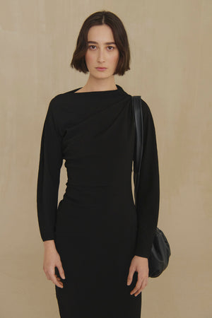 Utopico, black crepe maxi dress