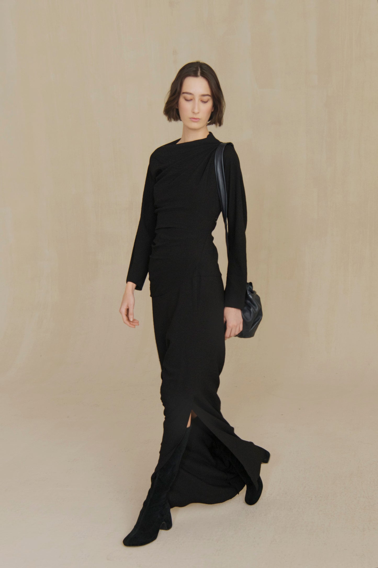 Utopico, black crepe maxi dress