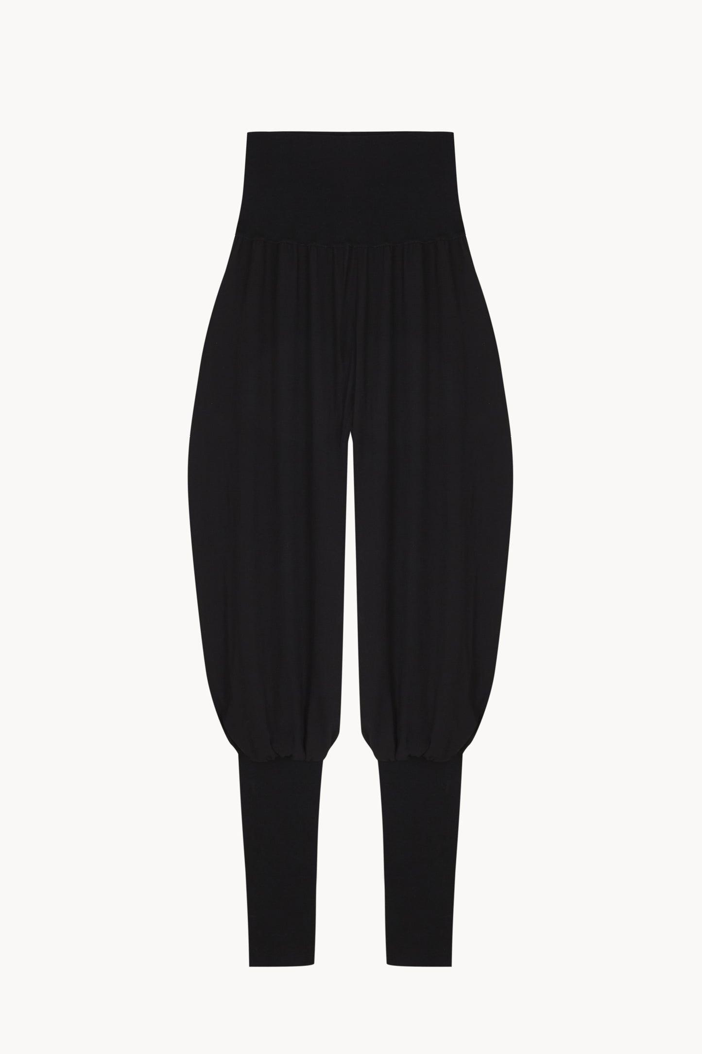 Utopico, pantalon bombacho con bajo fruncido negro