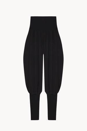 Utopico, pantalon bombacho con bajo fruncido negro