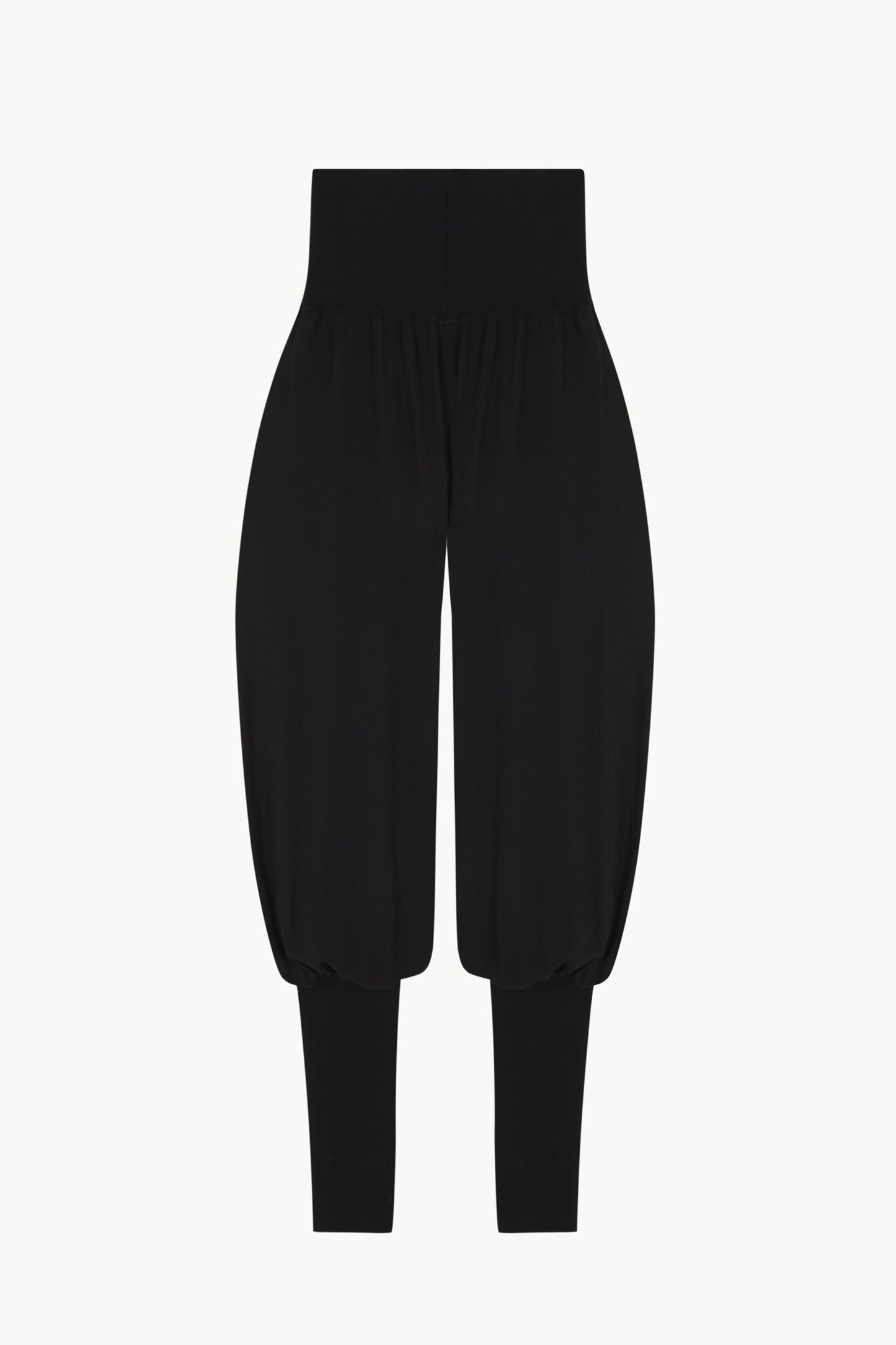 Utopico, pantalon bombacho con bajo fruncido negro