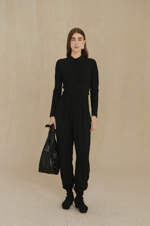 Utopico, black crepe shirt