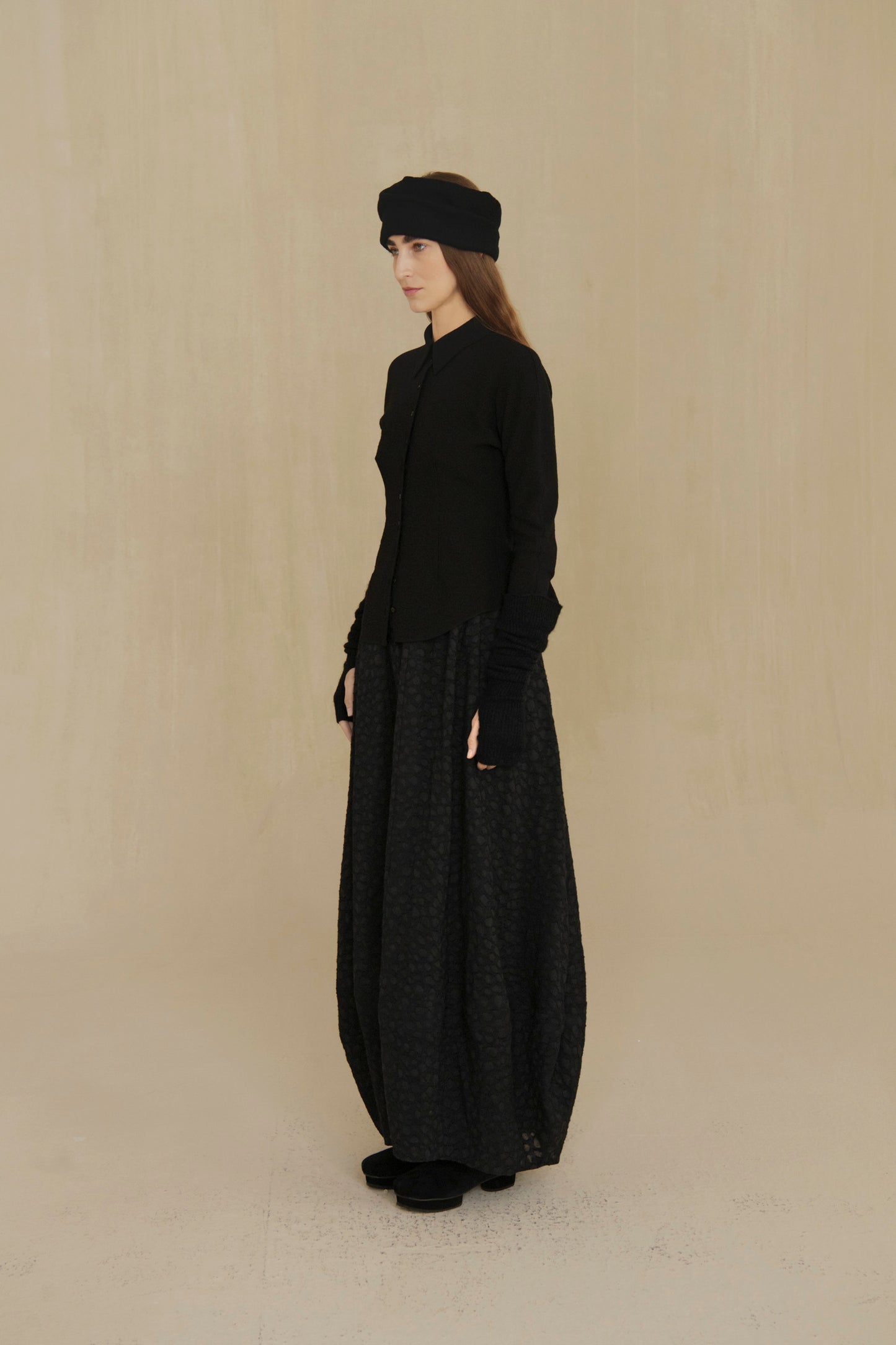 Utopico, black crepe shirt
