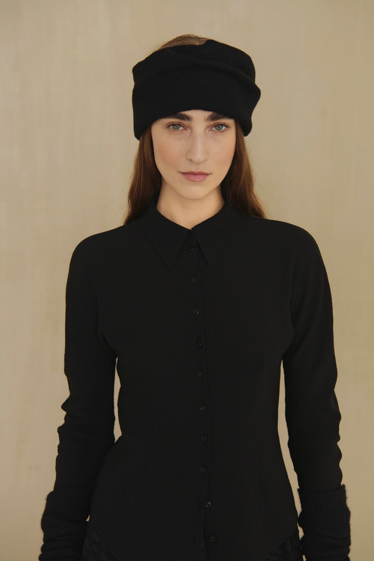 Utopico, black crepe shirt