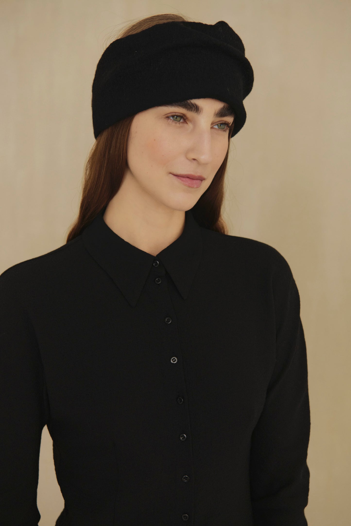 Utopico, black crepe shirt