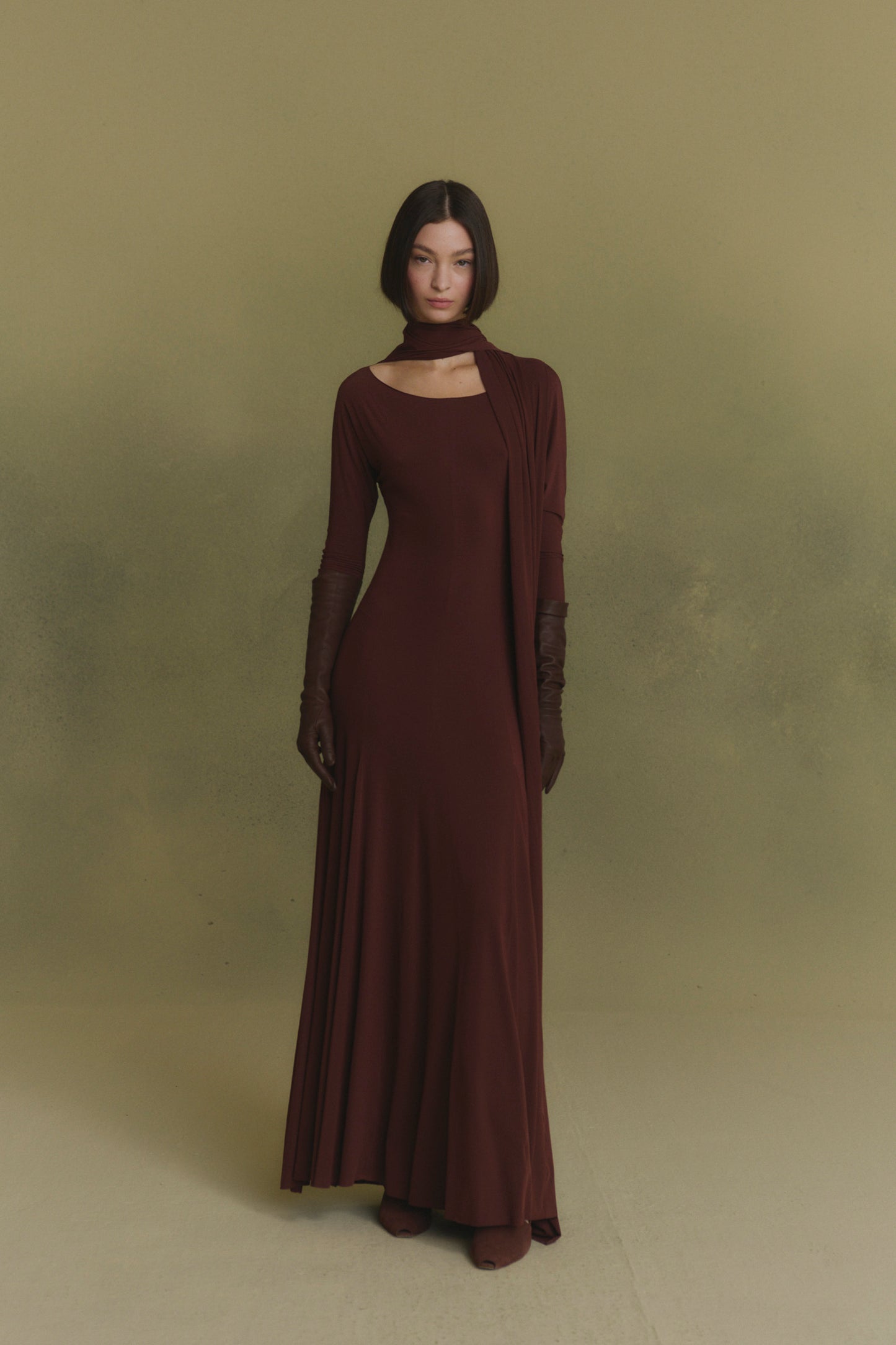 Velora, cherry stretch cupro dress