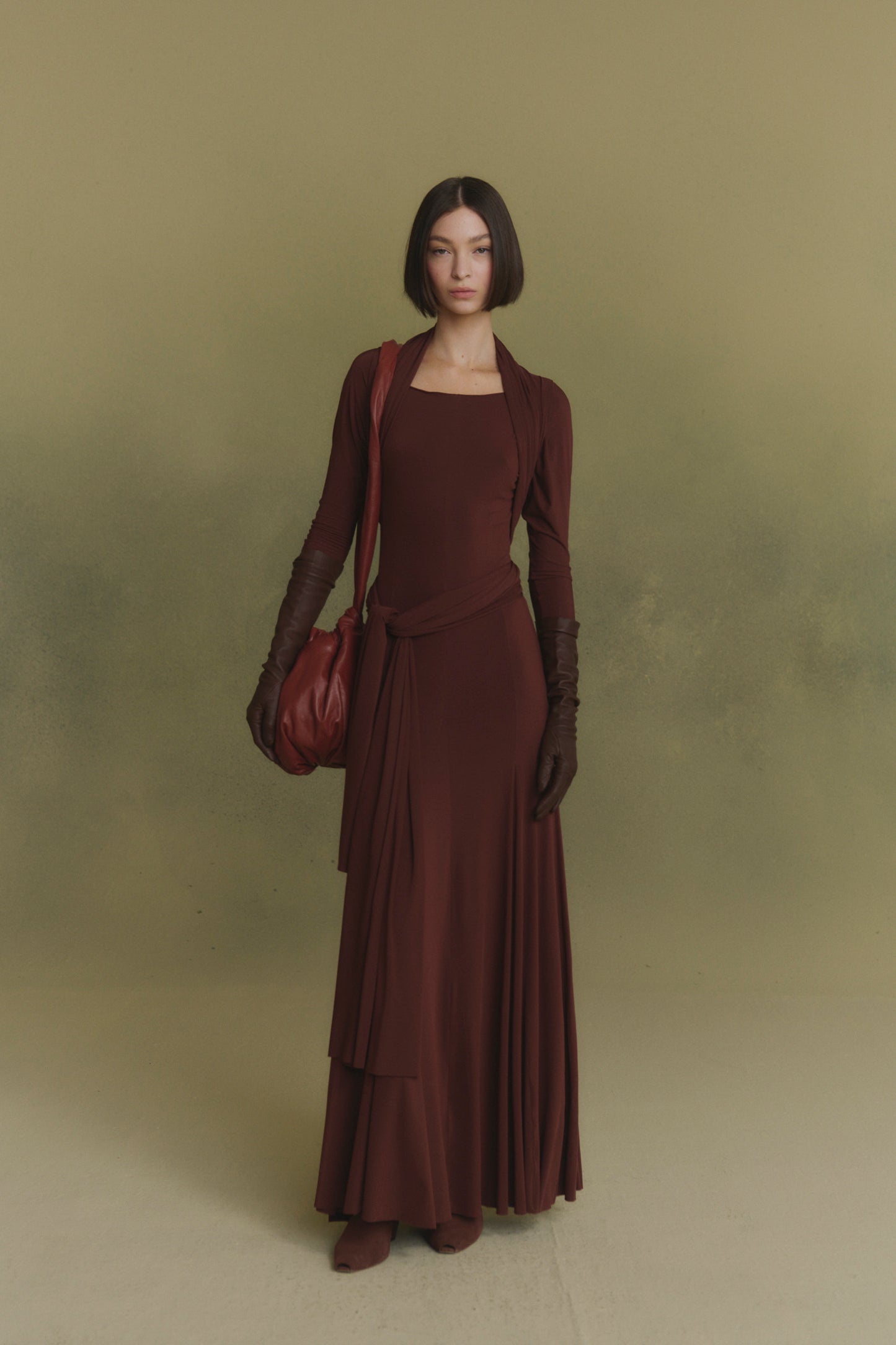 Velora, cherry stretch cupro dress