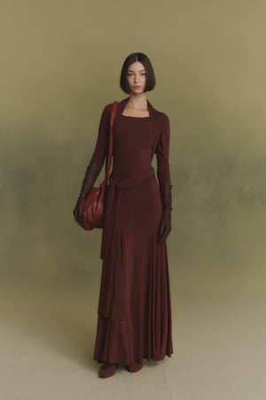 Velora, cherry stretch cupro dress