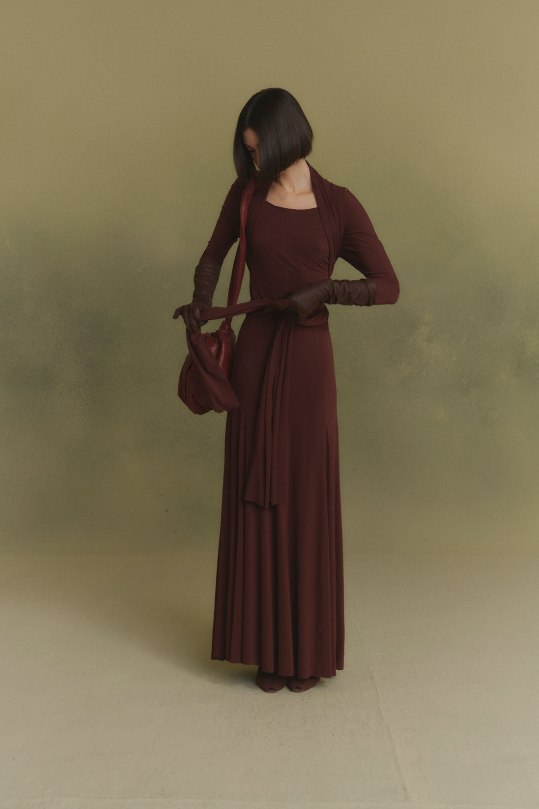 Velora, cherry stretch cupro dress