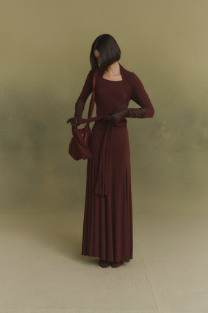 Velora, cherry stretch cupro dress
