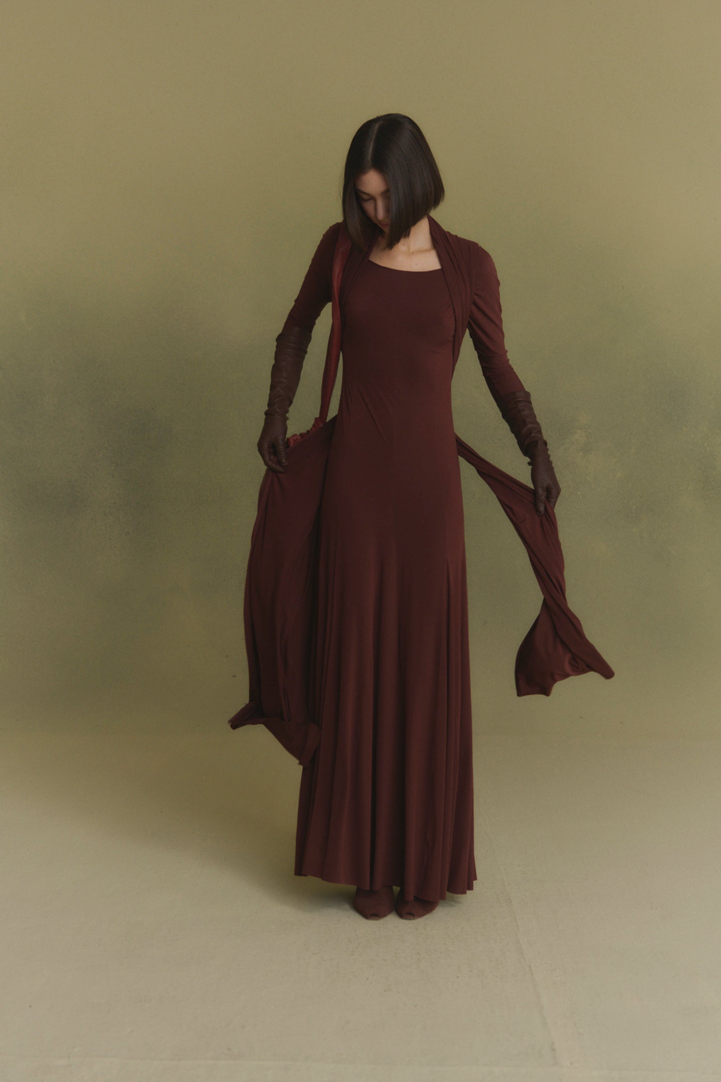 Velora, cherry stretch cupro dress