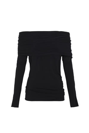 Velora, black stretch cupro top