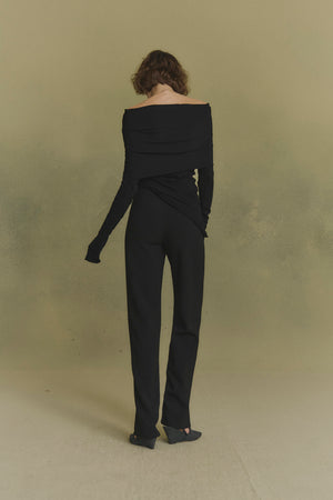 Velora, black stretch cupro top