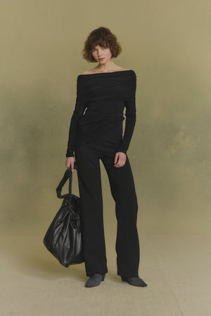 Velora, black stretch cupro top