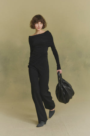 Velora, black stretch cupro top