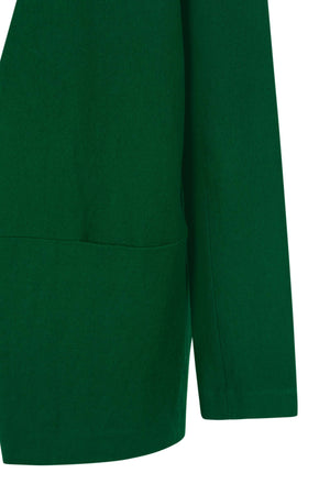 Viena, chaqueta en lino y lana virgen verde esmeralda