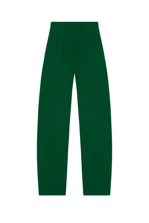 Viena, pantalón en lino y lana virgen verde esmeralda