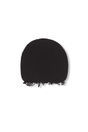 Winter, black wool and cashmere beanie